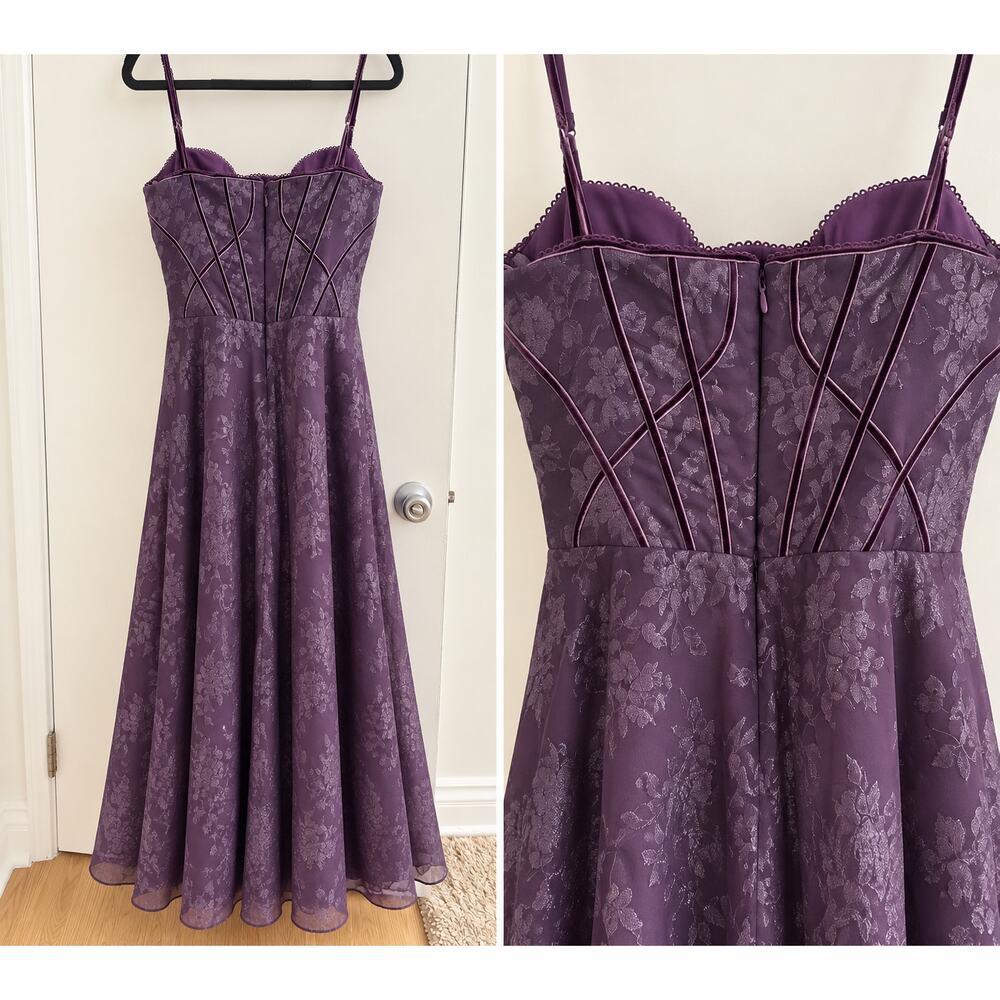 HOUSE OF CB - Esme Fil Coupé Gown - Winter Bloom Violet Purple Size M ($329 new) - Picture 4 of 4